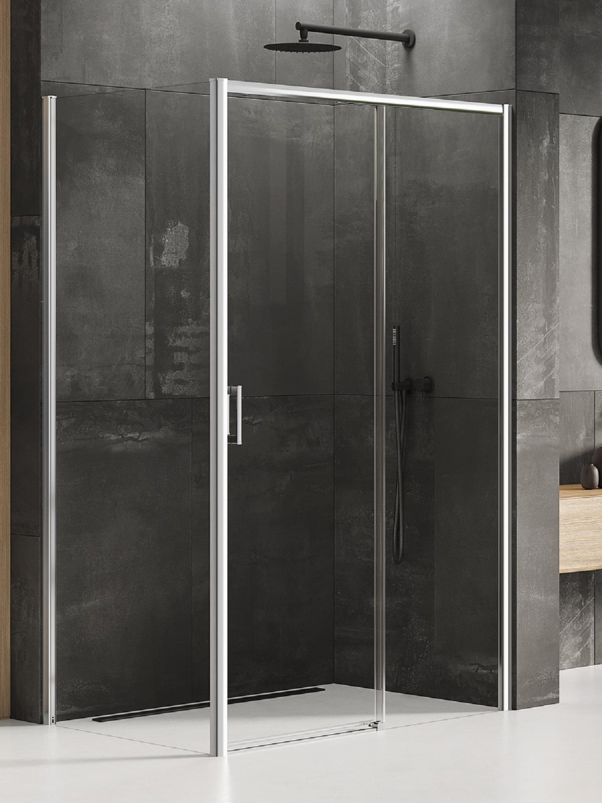 New Trendy Prime sprchovací kút 160x80 cm štvorcová chromová lesklé/priehľadné sklo D-0311A/D-0123B