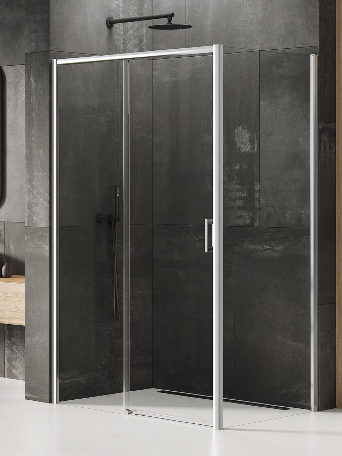 New Trendy Prime sprchovací kút 160x90 cm štvorcová chromová lesklé/priehľadné sklo D-0310A/D-0124B