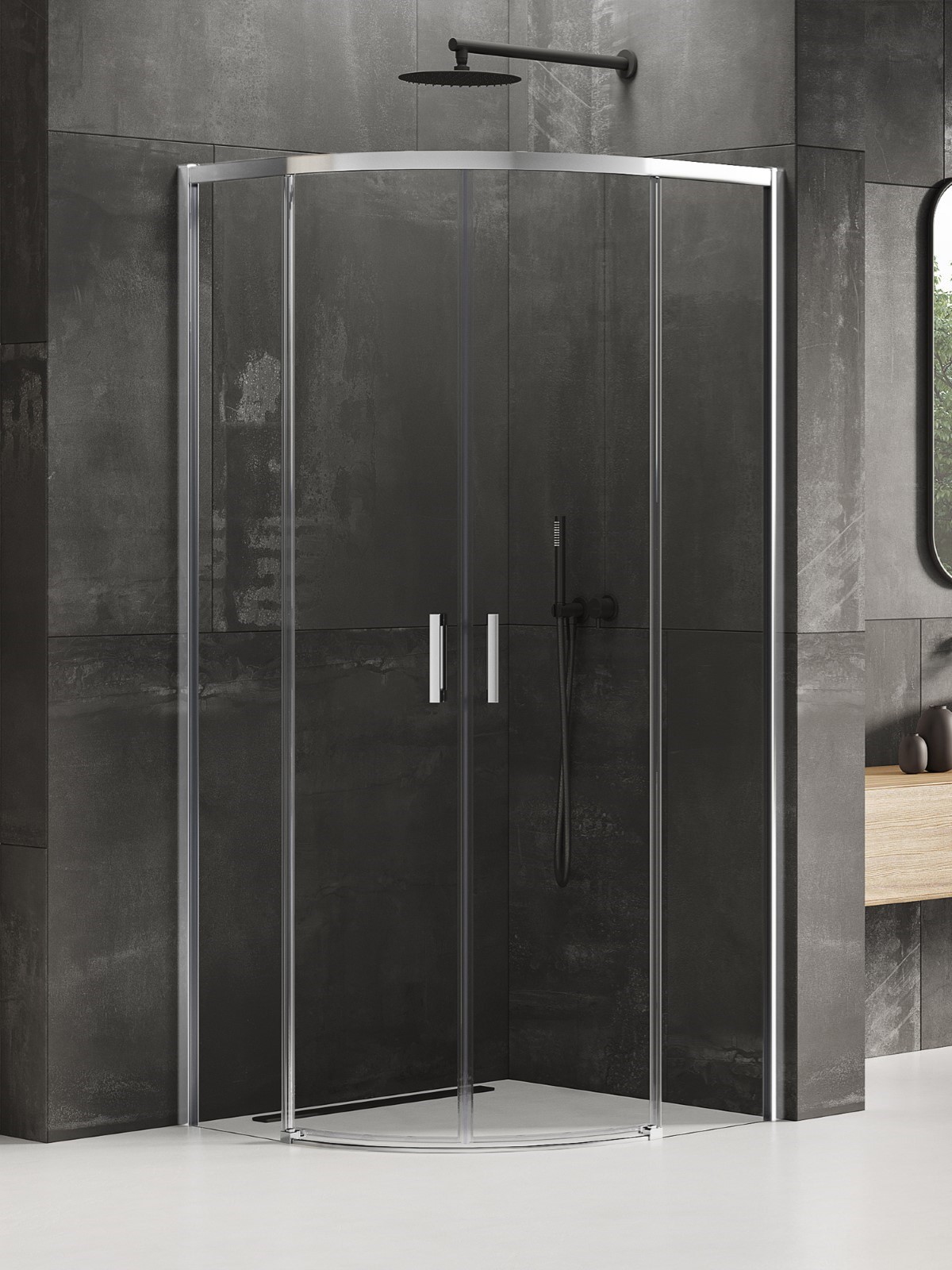 New Trendy Prime sprchovací kút 80x80 cm polkruhová chromová lesklé/priehľadné sklo K-3554