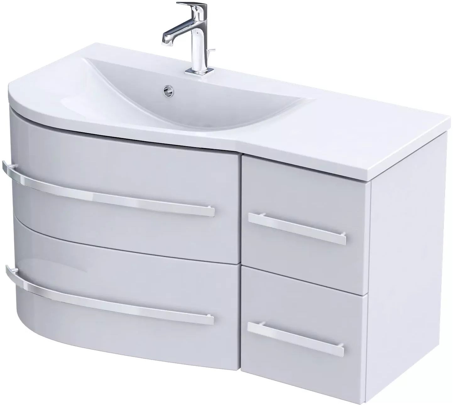 Oristo Opal skrinka 90x44x50 cm závesná kúpeľňová skrinka pod umývadlo biela OR30-SD4S-90-1-LV4