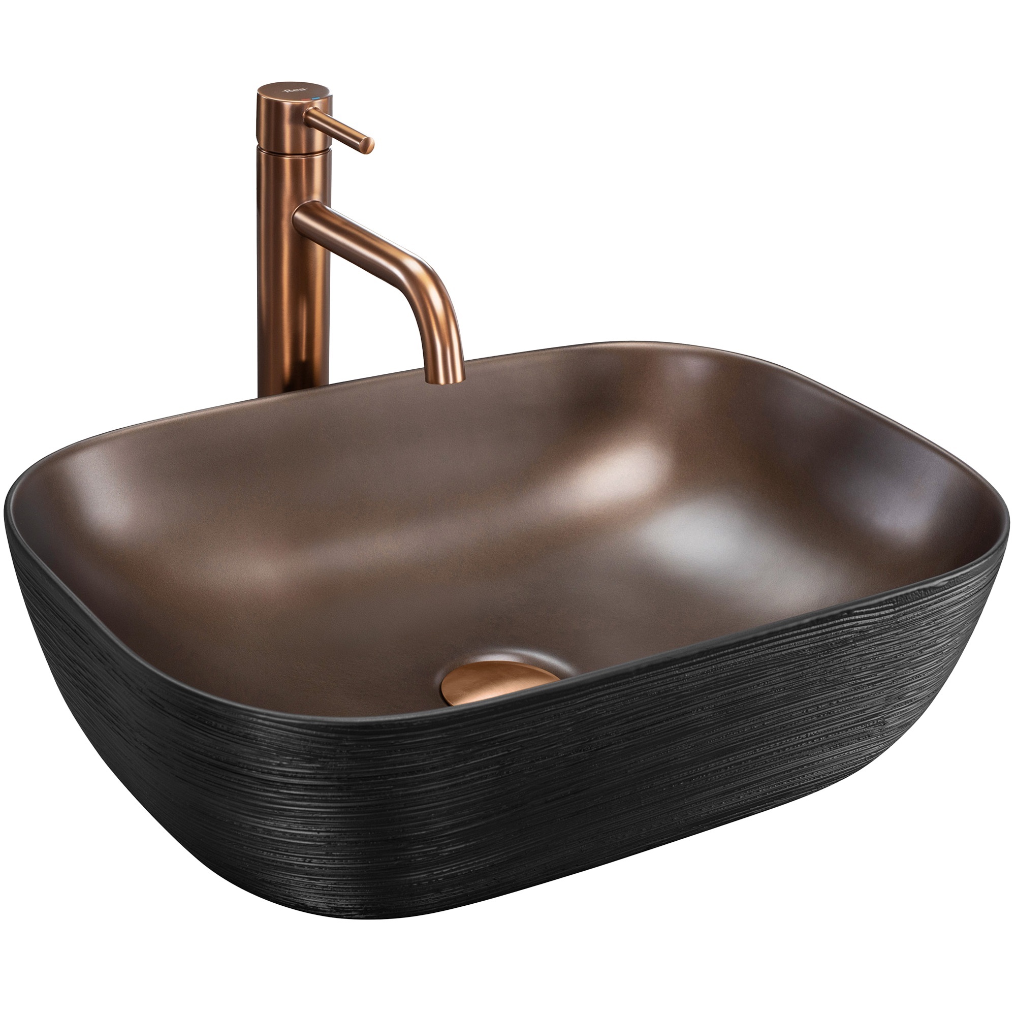 Rea Belinda Cooper umývadlo 46.5x33.5 cm obdĺžnik pultové umývadlo čierna REA-U6384