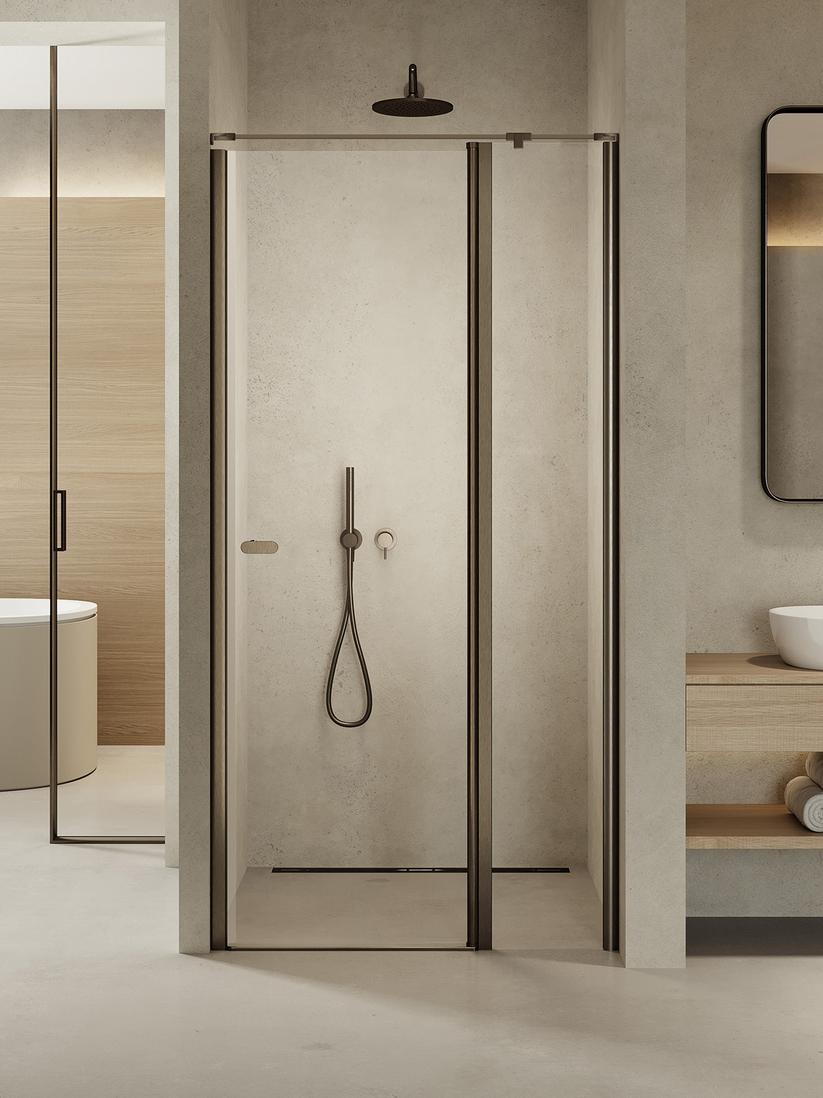 New Trendy New Soleo Gunmetal Brushed sprchové dvere 110 cm výklopné grafitová brúsená/priehľadné sklo D-0562A-WP