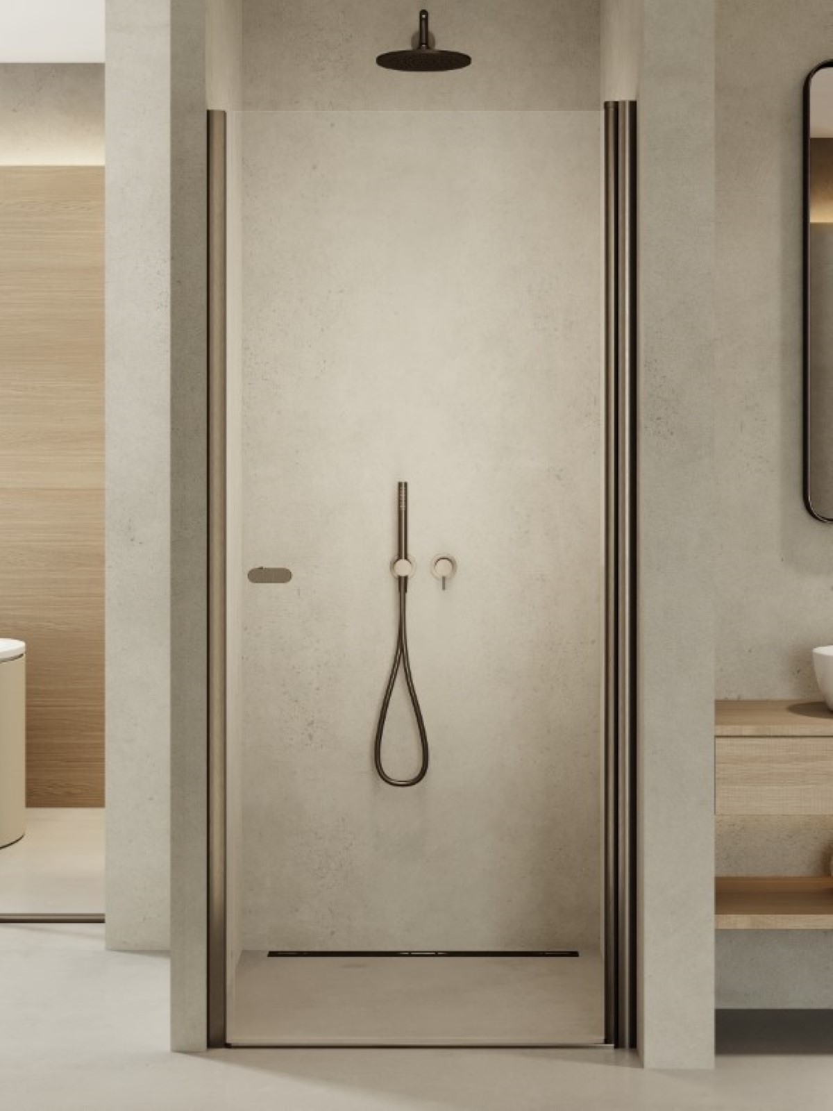 New Trendy New Soleo Gunmetal Brushed sprchové dvere 70 cm výklopné grafitová brúsená/priehľadné sklo D-0528A