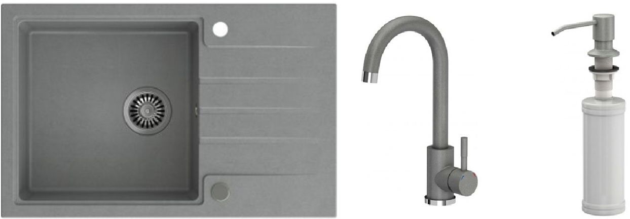 Súprava drez GraniteQ Quadron Peter HCQP7850SZK, kuchynská batéria Quadron Kate 3623500_GR, MFS1001GR
