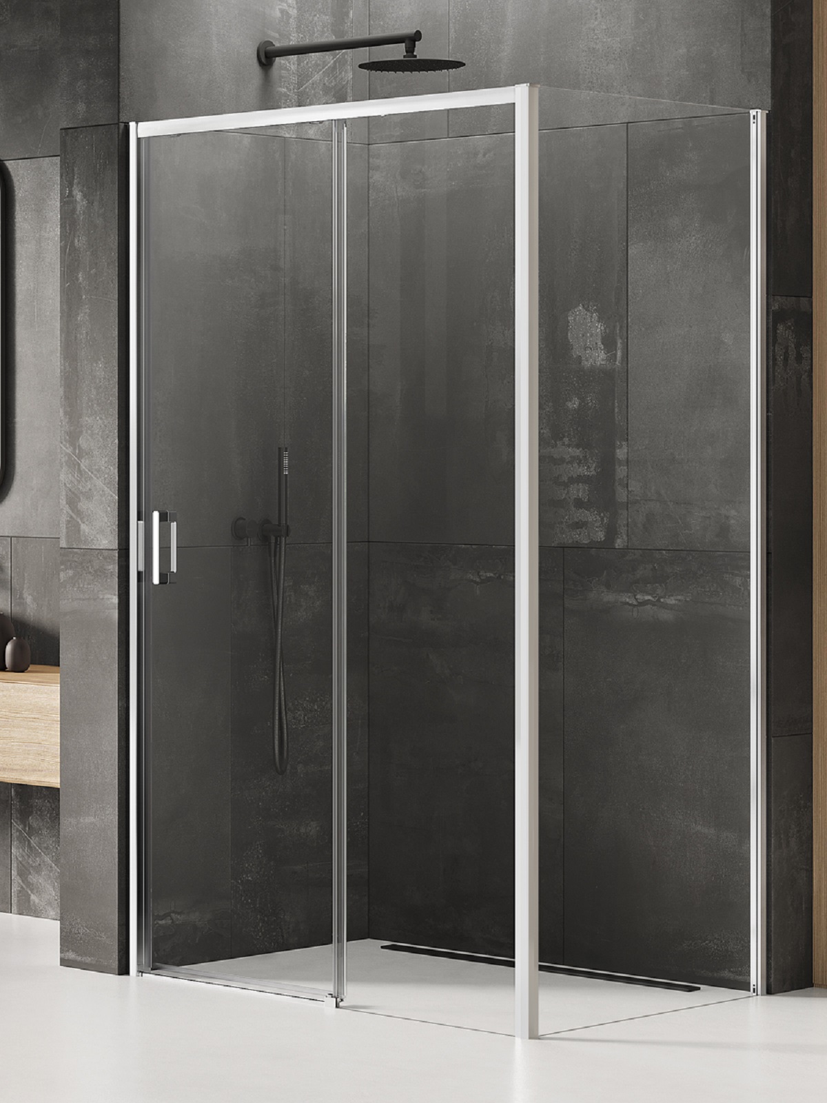 New Trendy Prime sprchovací kút 160x80 cm štvorcová chromová lesklé/priehľadné sklo K-1249