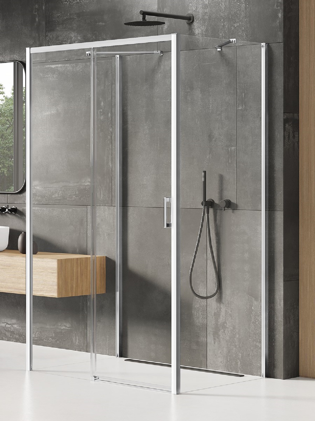 New Trendy Prime sprchovací kút 140x70 cm štvorcová chromová lesklé/priehľadné sklo K-0828