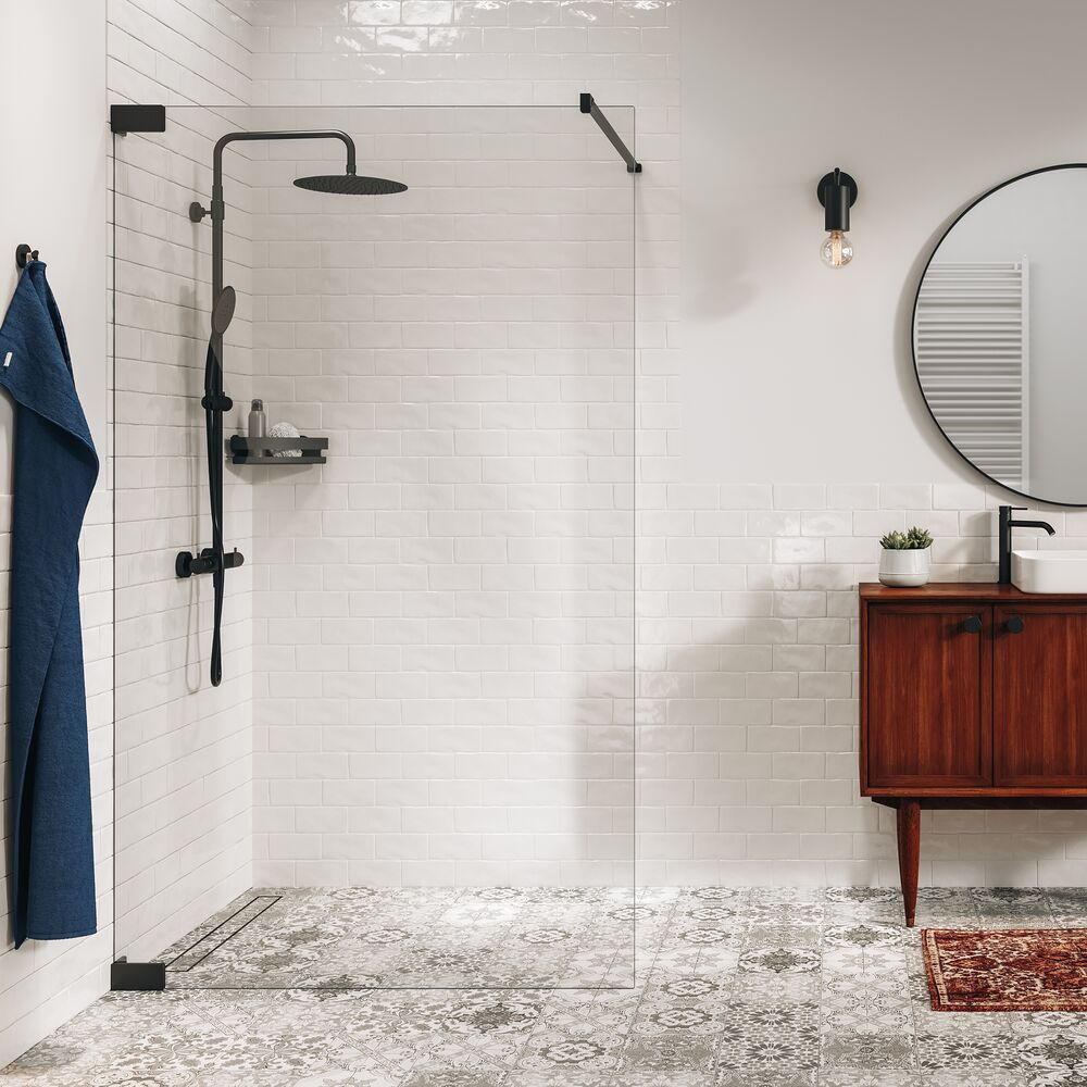 Sealskin Pure stena sprchového kúta walk -in 120 cm čierna matný/sklo priehľadné PU011206195100