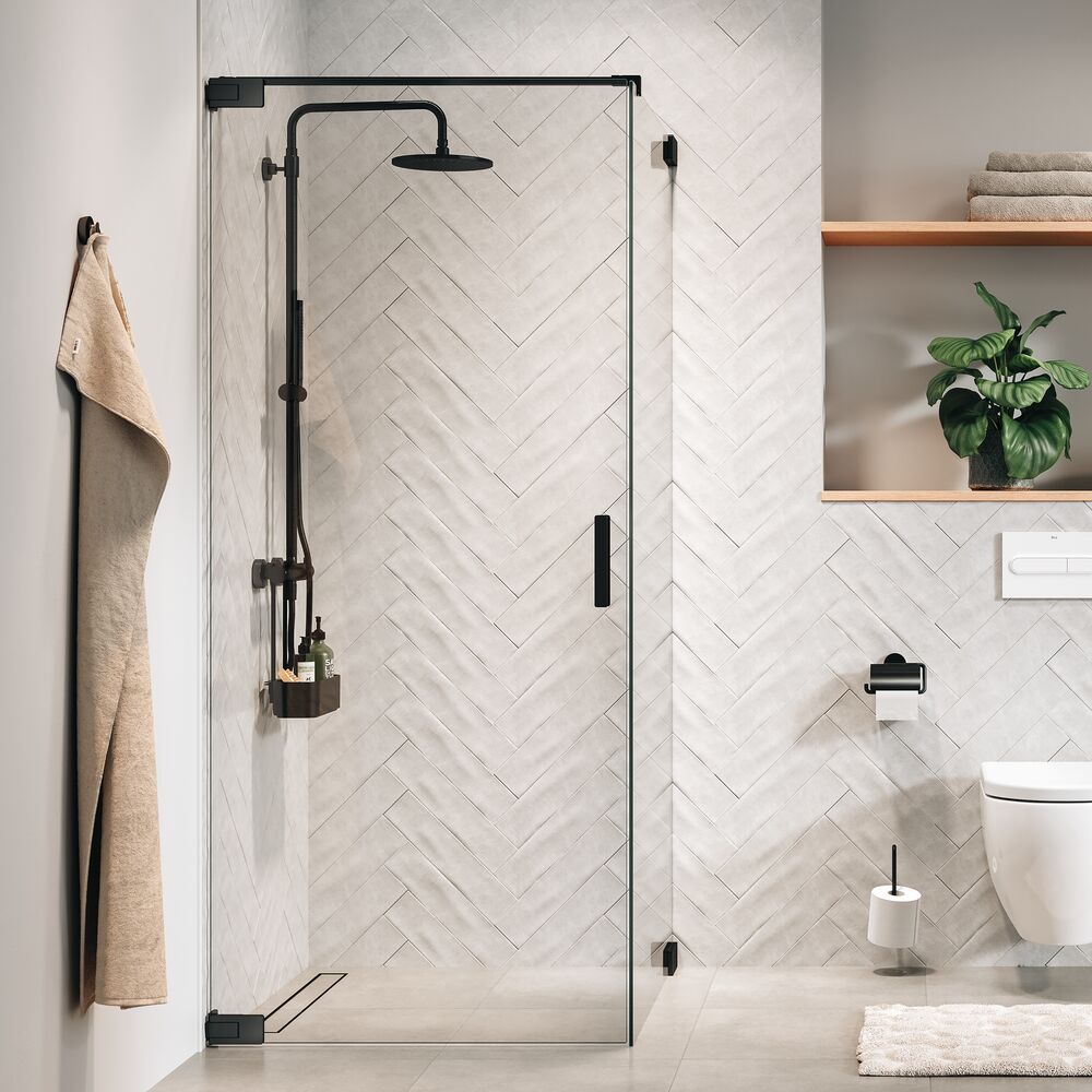 Sealskin Pure sprchové dvere 90 cm výklopné grafitová brúsená/priehľadné sklo PU160906145100