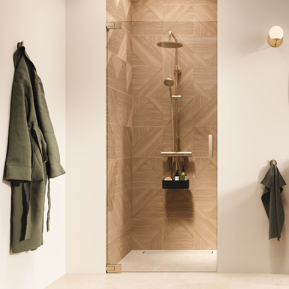 Sealskin Pure sprchové dvere 90 cm výklopné zlatá brúsená/priehľadné sklo PU140906495100