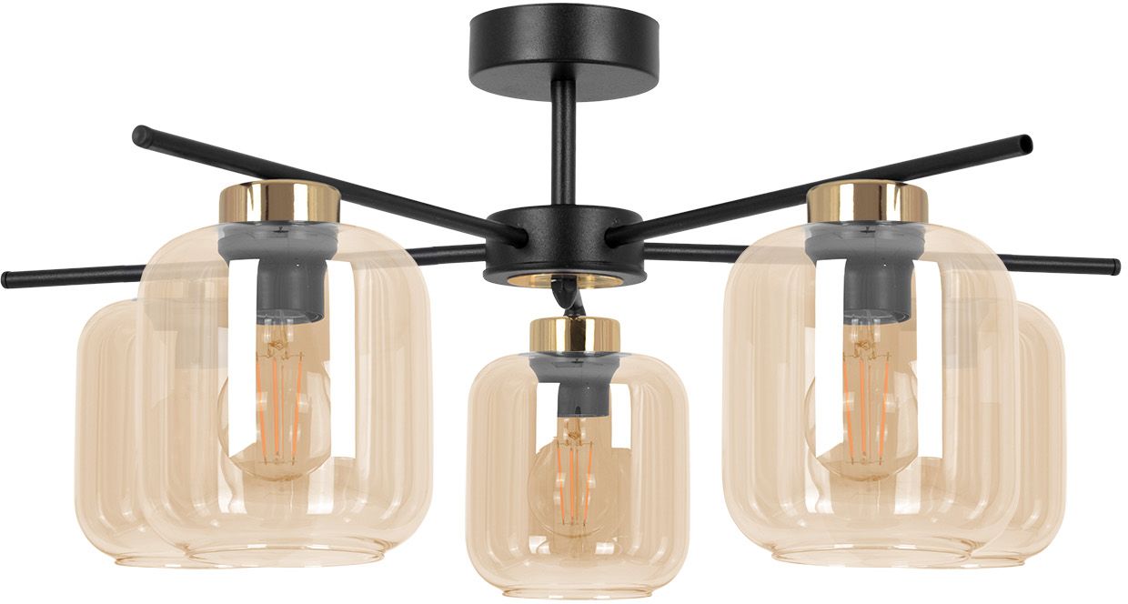 Kaja Iga stropné svietidlo 5x15 W čierna-zlatá-jantárová K-5512