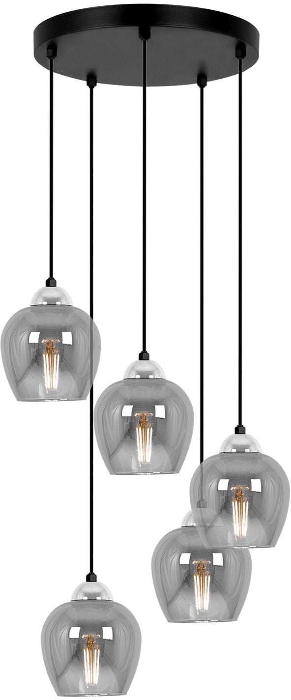 Kaja Nira závesné svietidlo 5x15 W čierna-chrómová K-5612