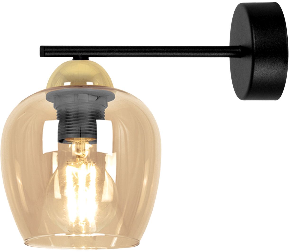 Kaja Tula nástenná lampa 1x15 W čierna-zlatá-jantárová K-5608