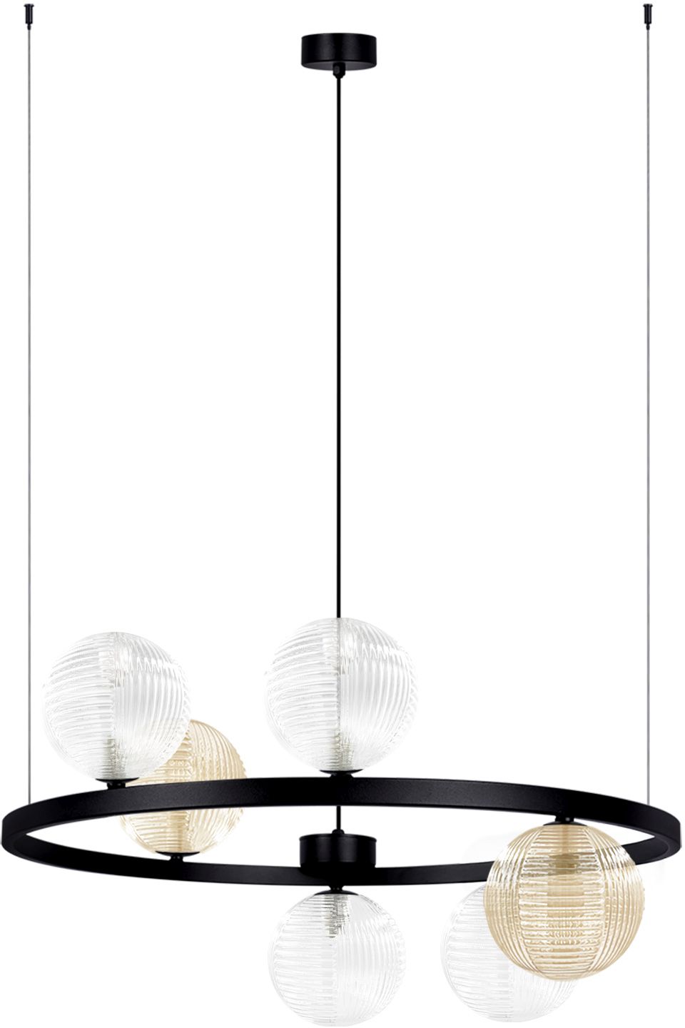 Kaja Saturno závesné svietidlo 6x10 W čierna-priehľadná-jantárová K-5697