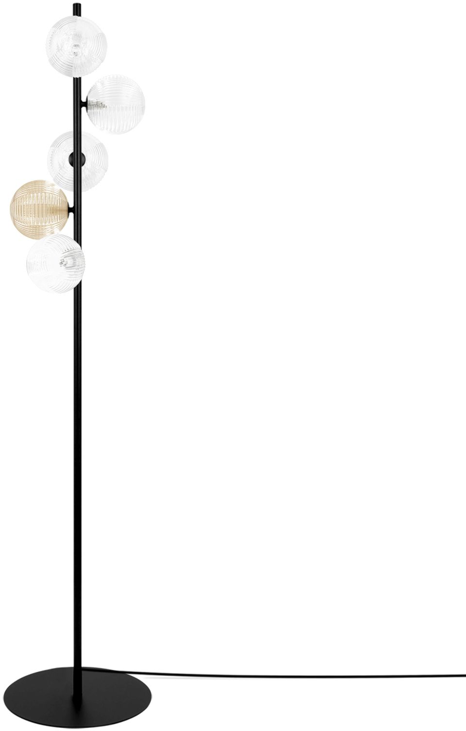 Kaja Saturno stojaca lampa 5x10 W čierna-priehľadná-jantárová K-5698