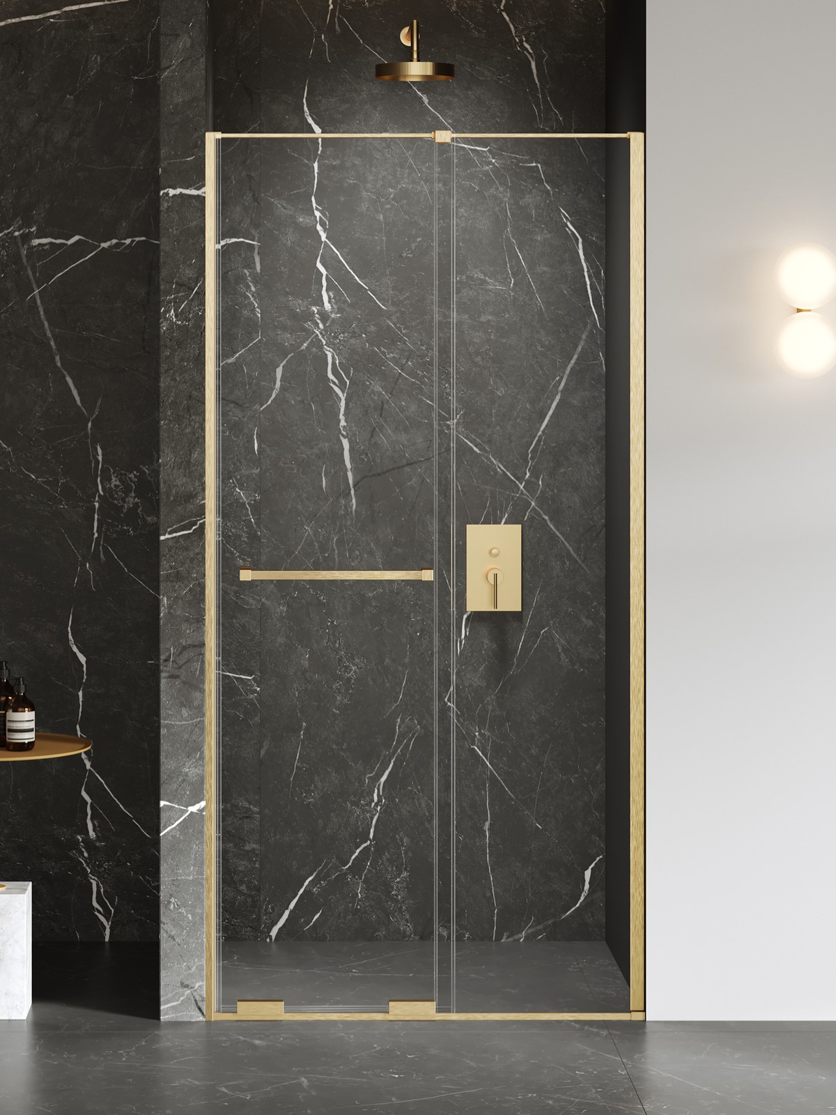 New Trendy Smart sprchové dvere 120 cm posuvné zlatá brúsená/priehľadné sklo EXK-7512