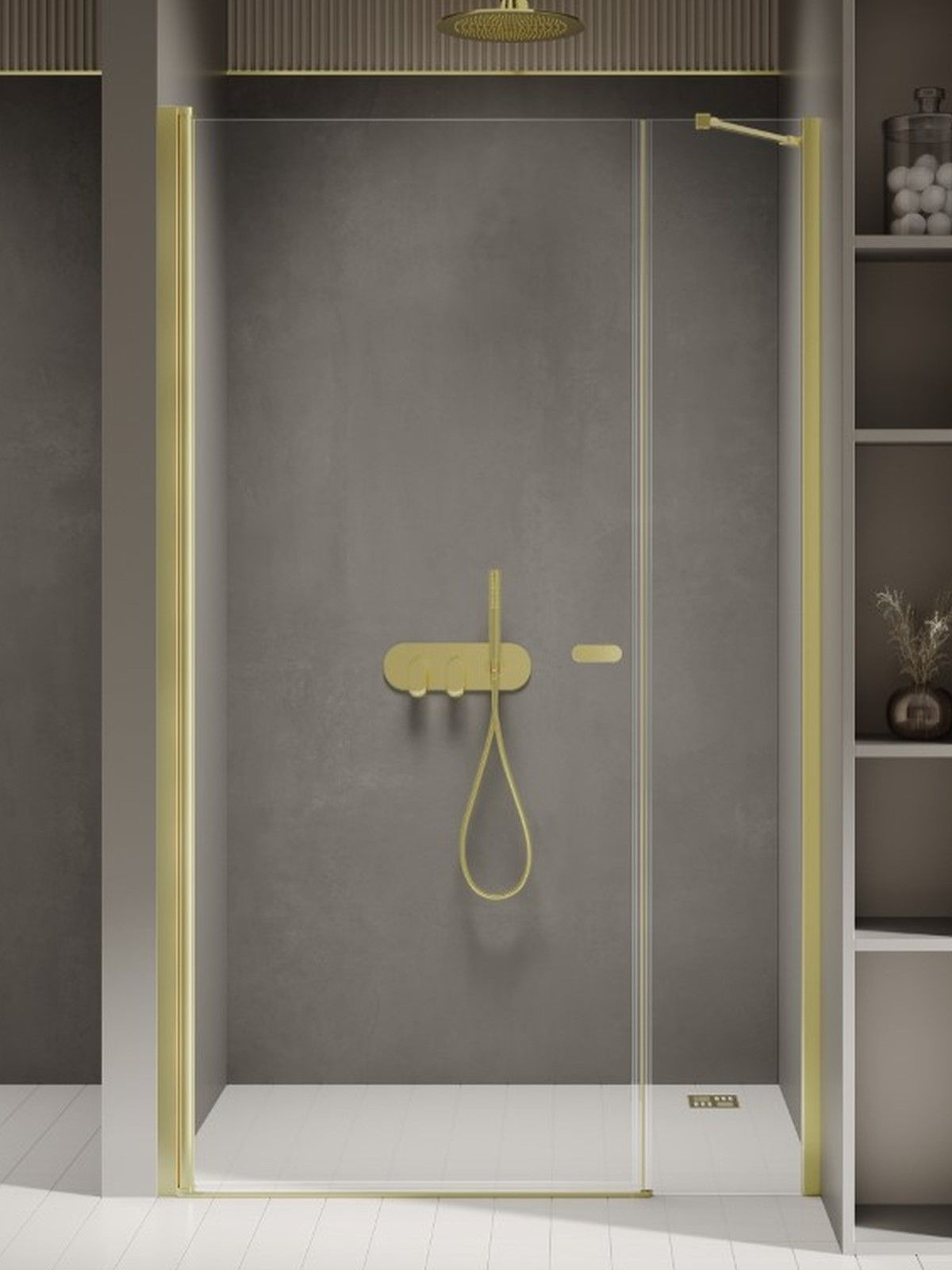New Trendy New Soleo Light Gold sprchové dvere 110 cm výklopné zlatá brúsená/priehľadné sklo D-0941A-WP