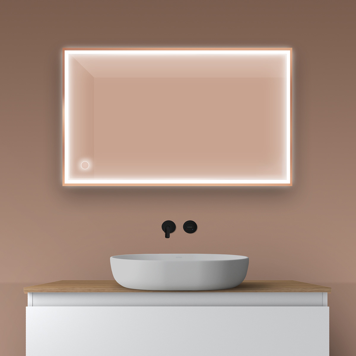 Oltens Nordlis zrkadlo 60x100 cm odĺžnikový s osvetlením s vyhrievacou podložkou 64106610