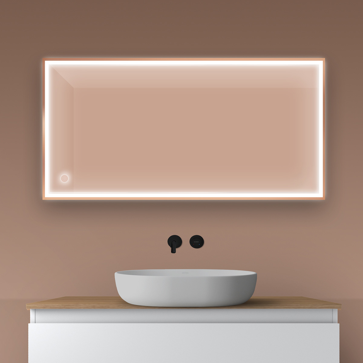 Oltens Nordlis zrkadlo 60x120 cm odĺžnikový s osvetlením s vyhrievacou podložkou 64107610