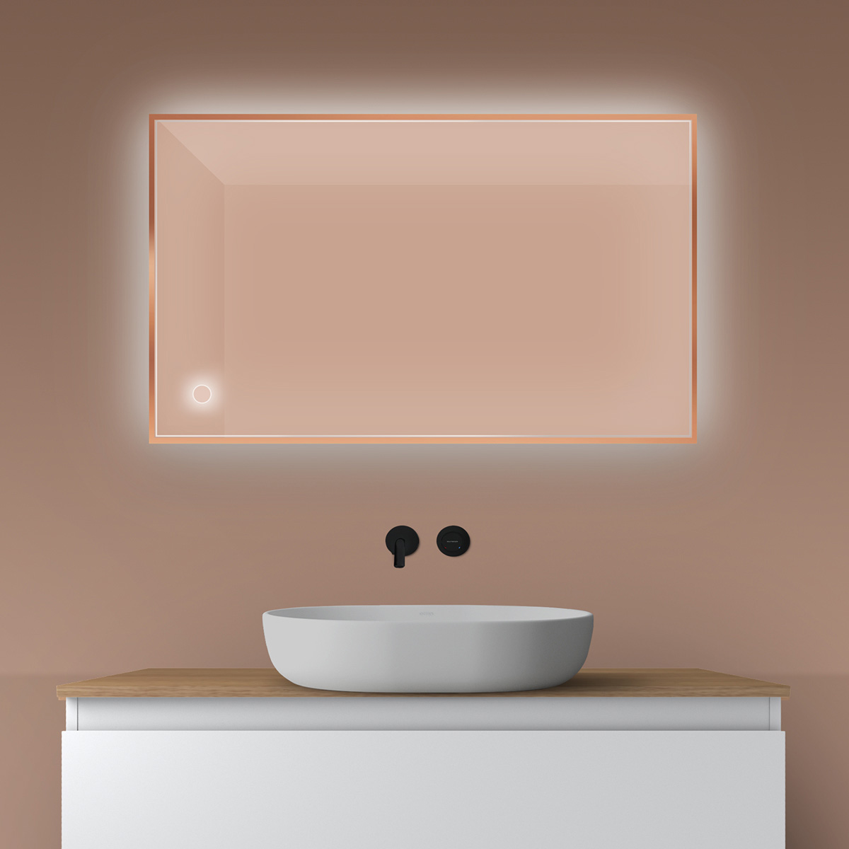 Oltens Nordlis zrkadlo 60x100 cm odĺžnikový s osvetlením s vyhrievacou podložkou 64111610