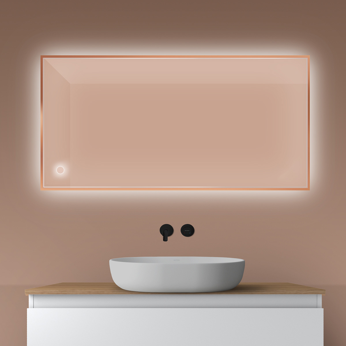 Oltens Nordlis zrkadlo 60x120 cm odĺžnikový s osvetlením s vyhrievacou podložkou 64112610