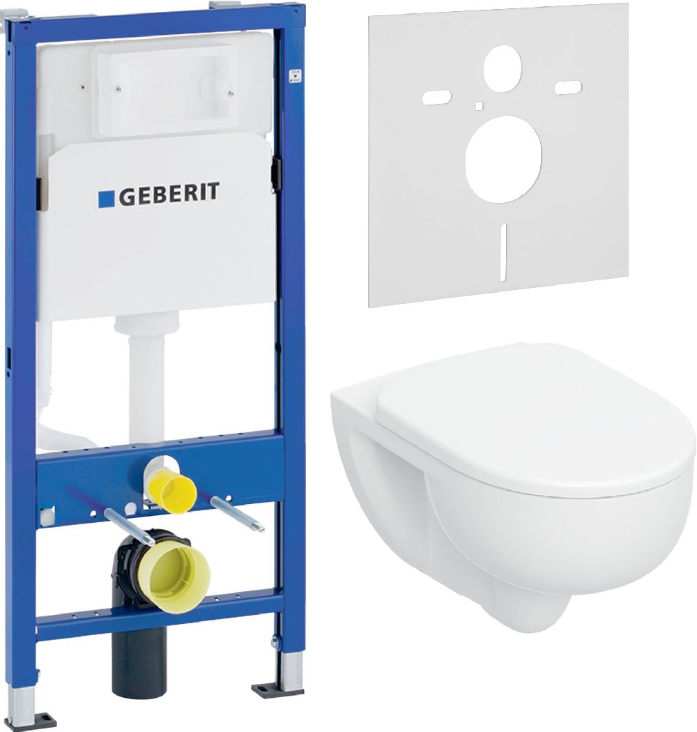 Súprava WC misa s pomaly sa sklápajúcim sedadlom Geberit Selnova 503.083.00.1, podomietková konštrukcia Geberit Duofix Basic 111.170.00.1, 156.050.00.1