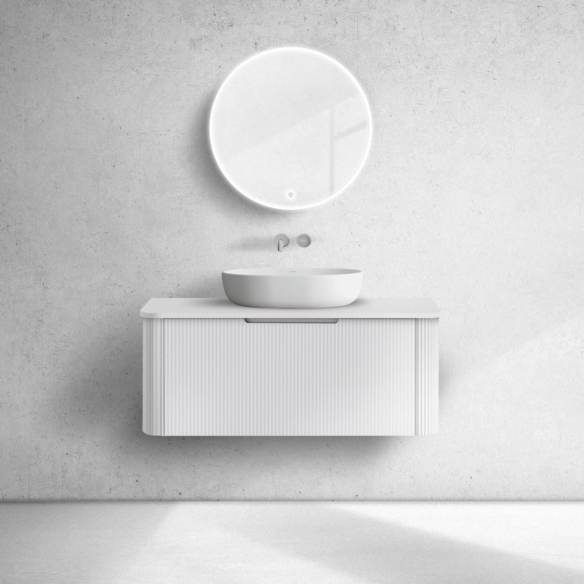 Oltens Hamnes skrinka 100x46x39 cm závesná kúpeľňová skrinka pod umývadlo biela 60024000