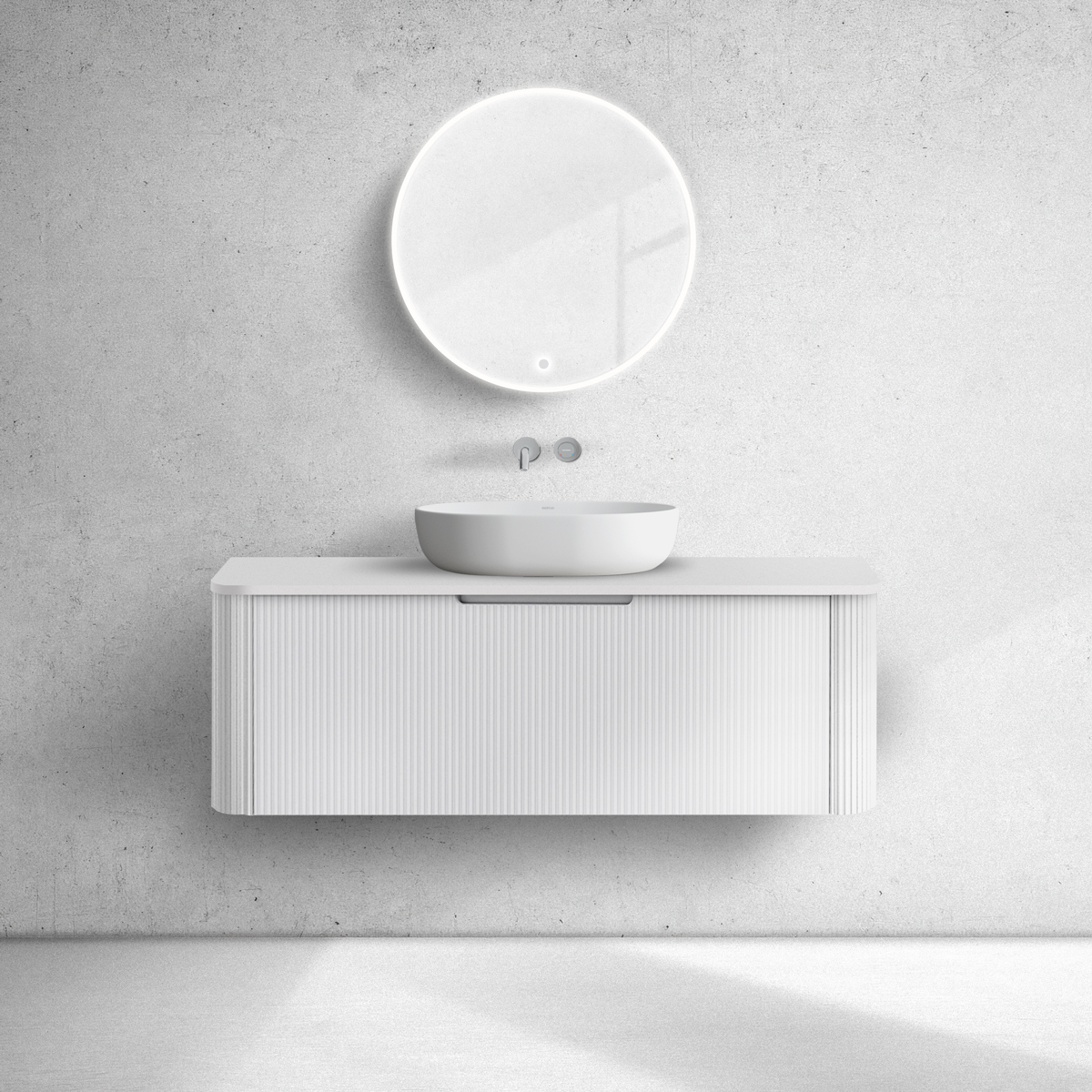 Oltens Hamnes skrinka 120x46x39 cm závesná kúpeľňová skrinka pod umývadlo biela 60025000