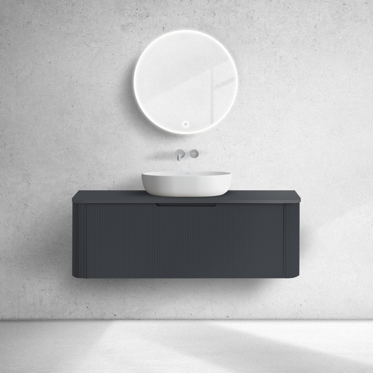 Oltens Hamnes skrinka 120x46x39 cm závesná kúpeľňová skrinka pod umývadlo čierna 60025300