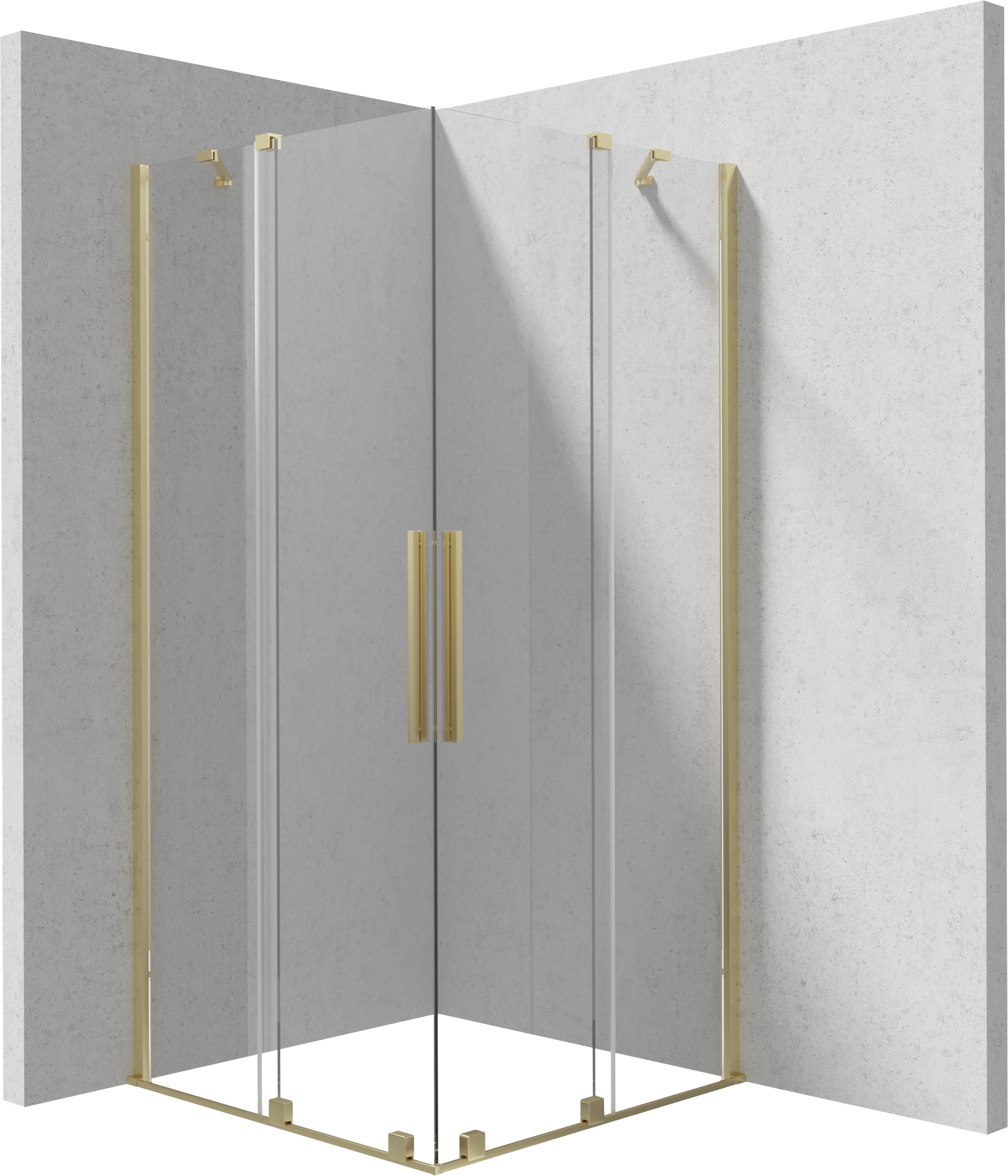 Deante Kerria Plus sprchovací kút 90x90 cm obdĺžniková zlatá brúsené/priehľadné sklo KPNRP09P09