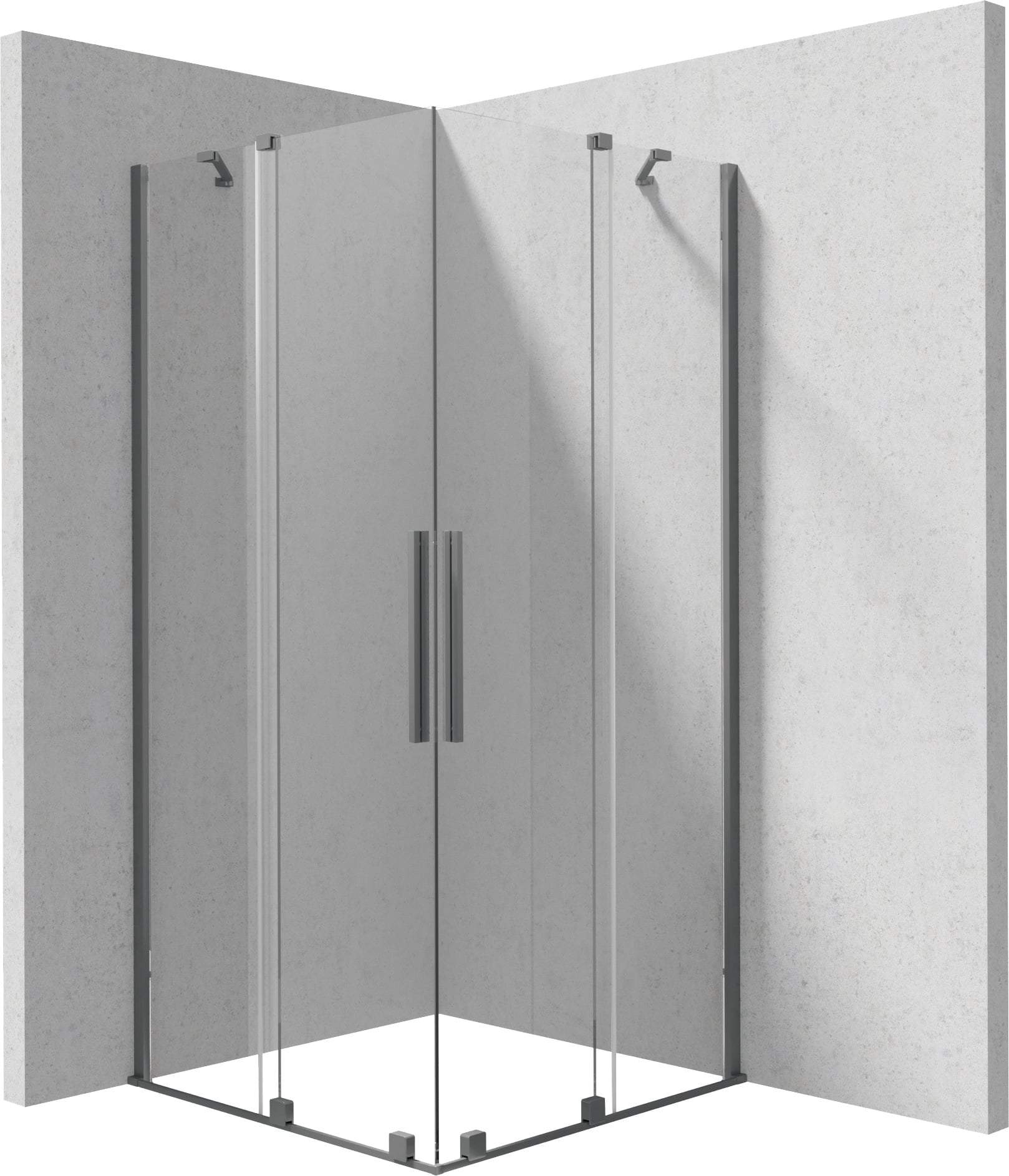 Deante Kerria Plus sprchovací kút 90x90 cm obdĺžniková grafitová brúsené/priehľadné sklo KPNDP09P09