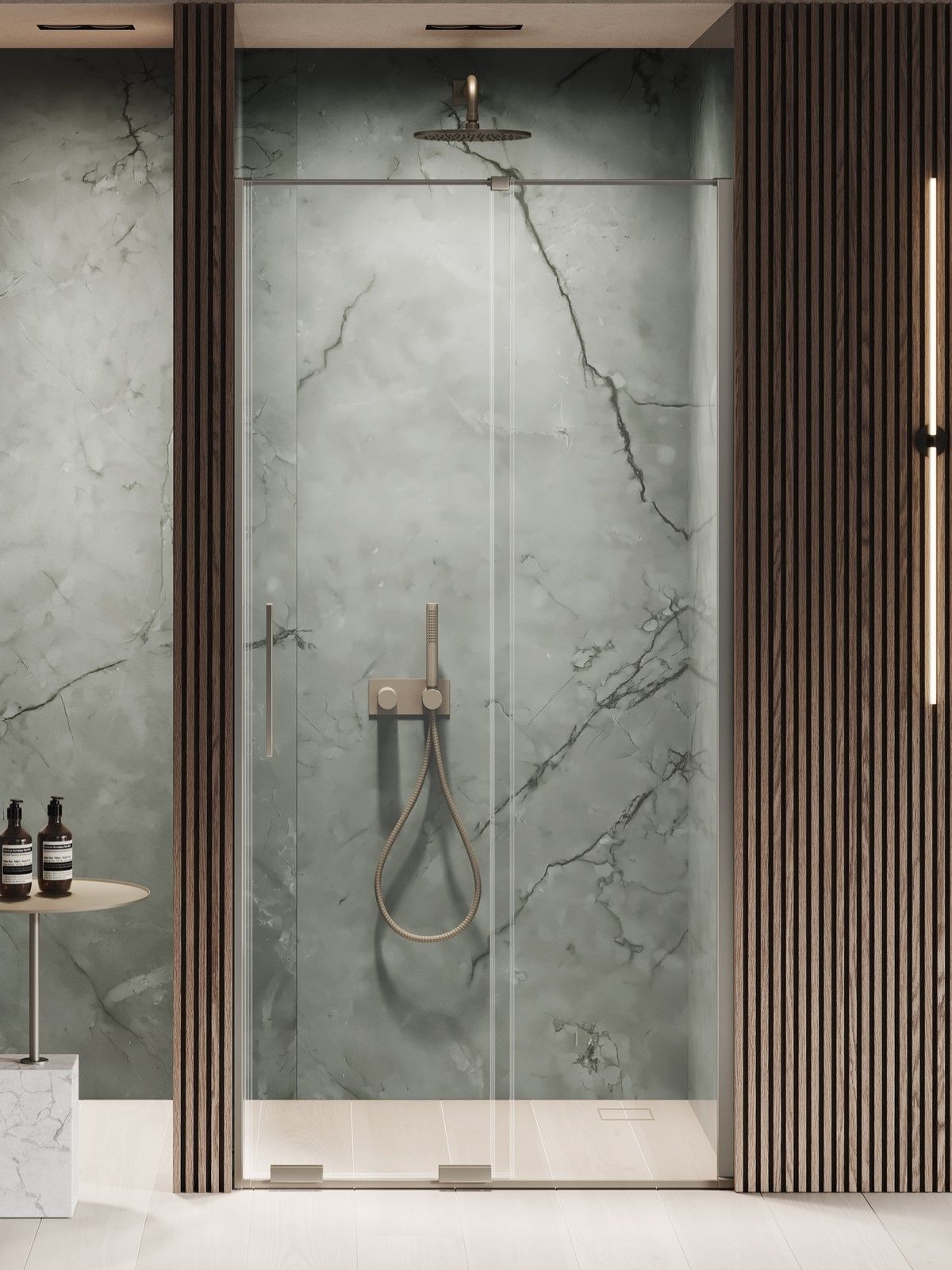 New Trendy Smart sprchové dvere 130 cm posuvné kladivková farba brúsená/priehľadné sklo EXK-7818