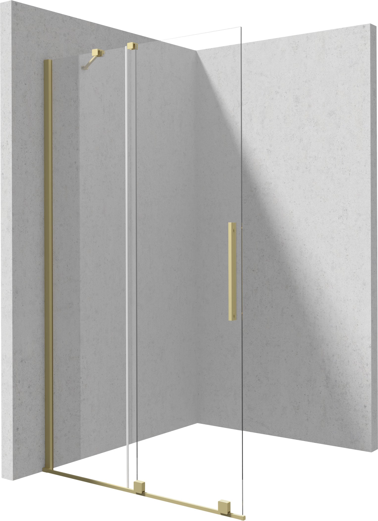 Deante Prizma stena sprchového kúta walk -in 140 cm zlatá brúsený/sklo priehľadné KTJ_R34R