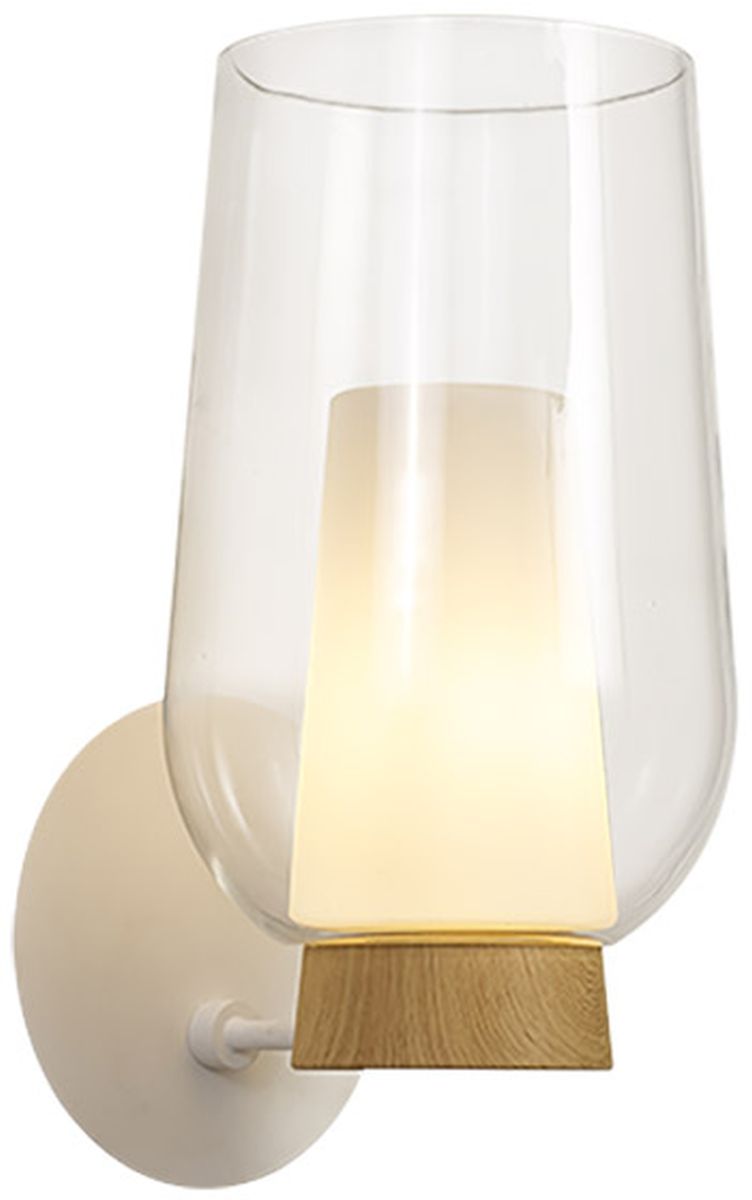 Mantra Nora nástenná lampa 1x20 W biela-priehľadná-drevená 8280