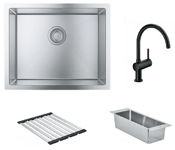 Súprava nerezový drez Grohe K700 31726SD0, kuchynská batéria Grohe Minta 32917KS0, 40852SD0, 40856SD0