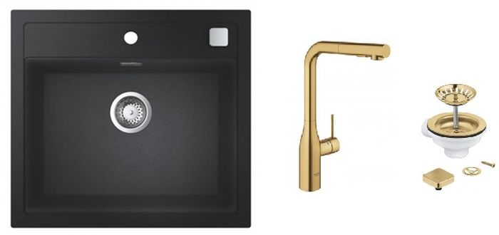 Súprava kuchynská batéria Grohe Essence 30270GN0, granitový drez Grohe K700 31651AP0, 40400GN0