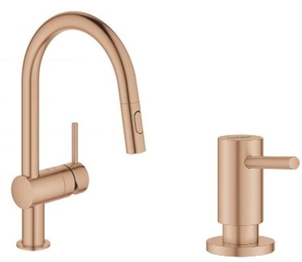 Súprava kuchynská batéria Grohe Minta 32321DL2, dávkovač tekutín Grohe Cosmopolitan 40535DL0