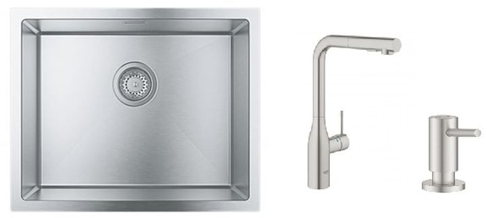 Súprava kuchynská batéria Grohe Essence 30270DC0, nerezový drez Grohe K700 31726SD0, 40535DC0