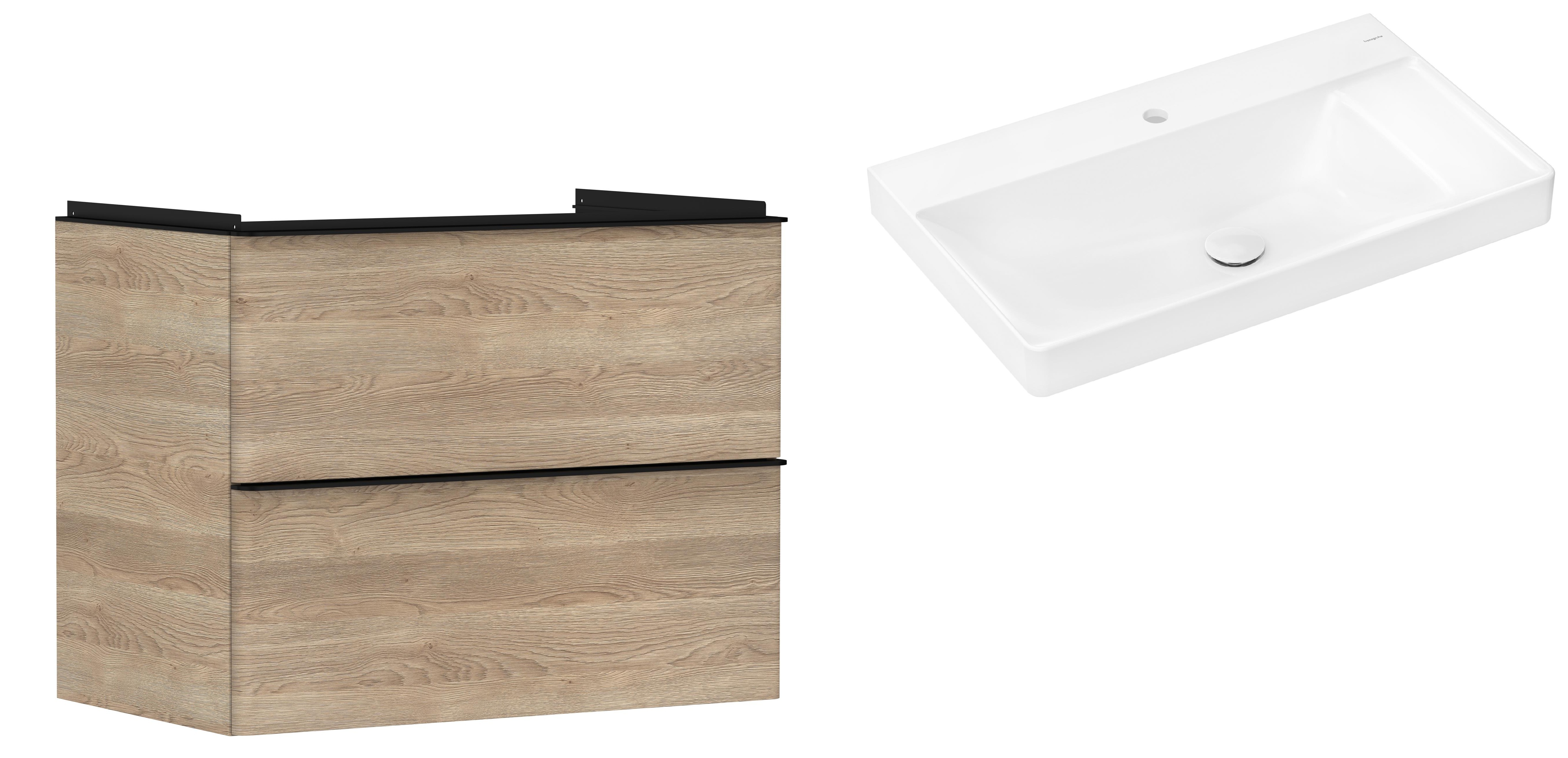 Súprava skrinka Hansgrohe Xelu Q 54029670, umývadlo Hansgrohe Xelu Q 61024450