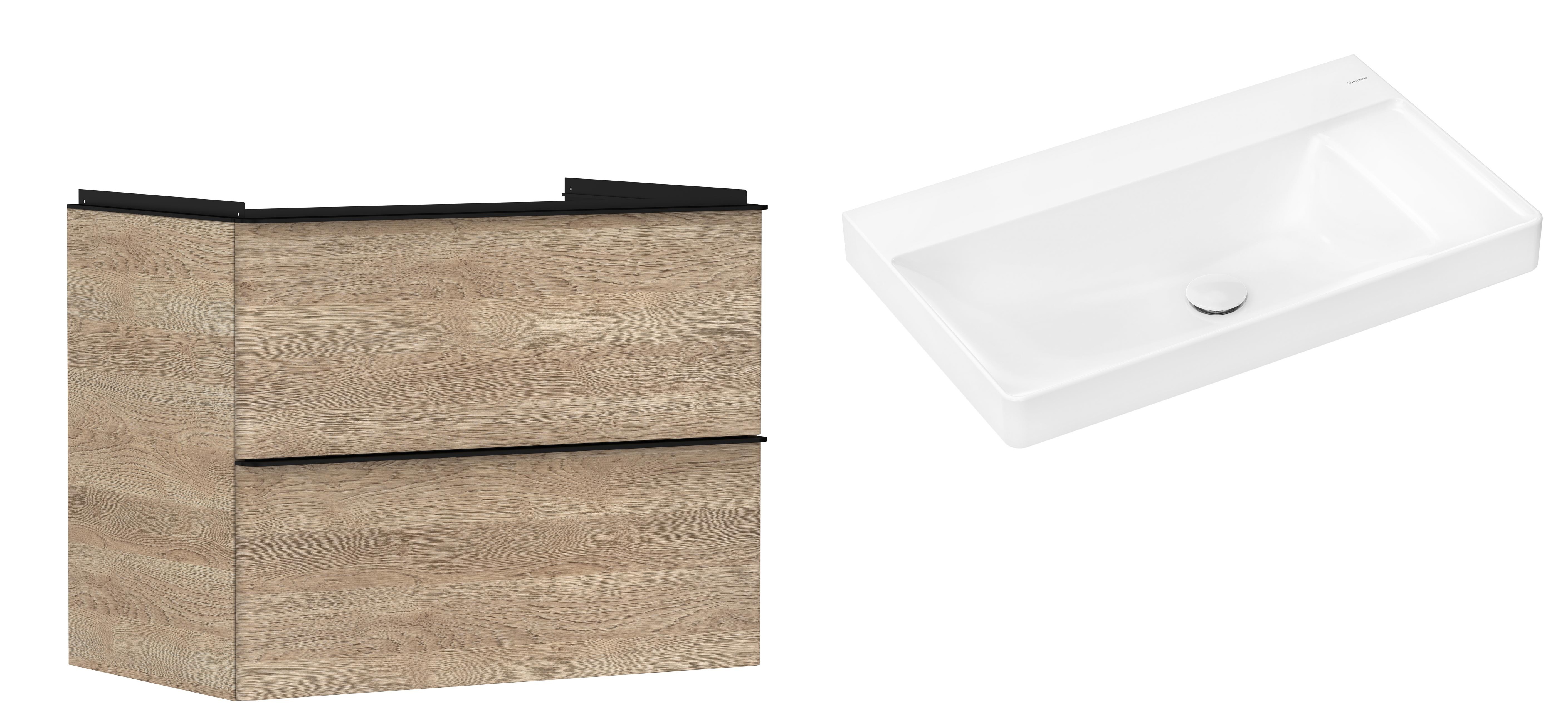 Súprava skrinka Hansgrohe Xelu Q 54029670, umývadlo Hansgrohe Xelu Q 61026450