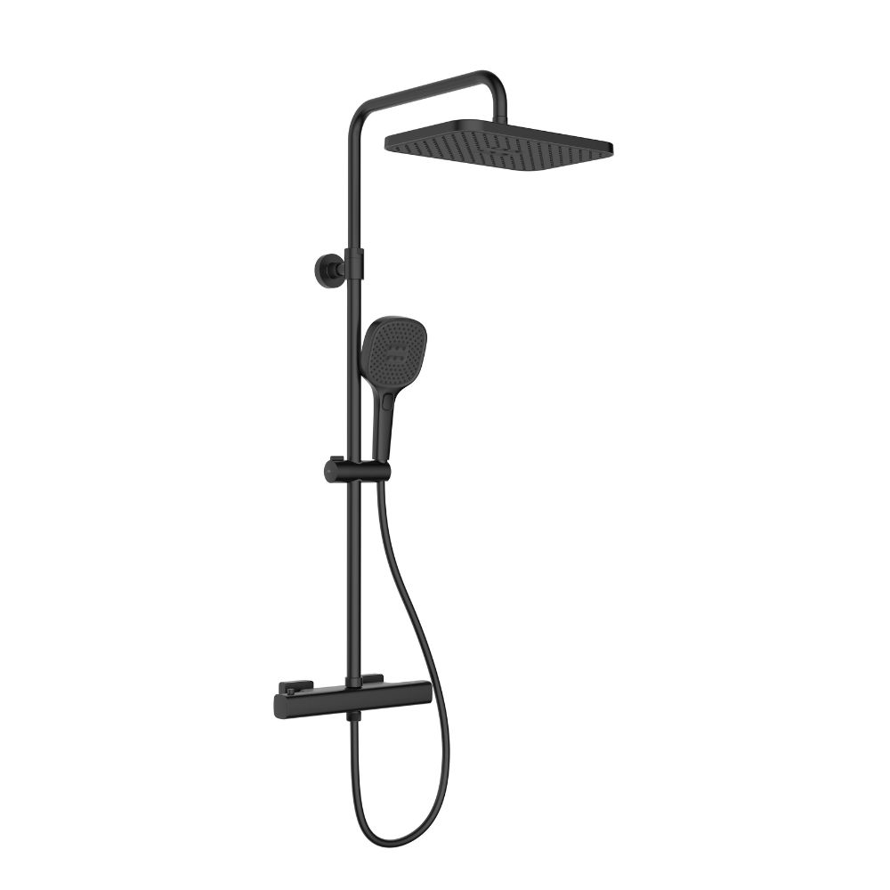 KFA Armatura Malaga sprchová súprava nástenná s termostatom s dažďovou sprchou čierna 5756-910-81