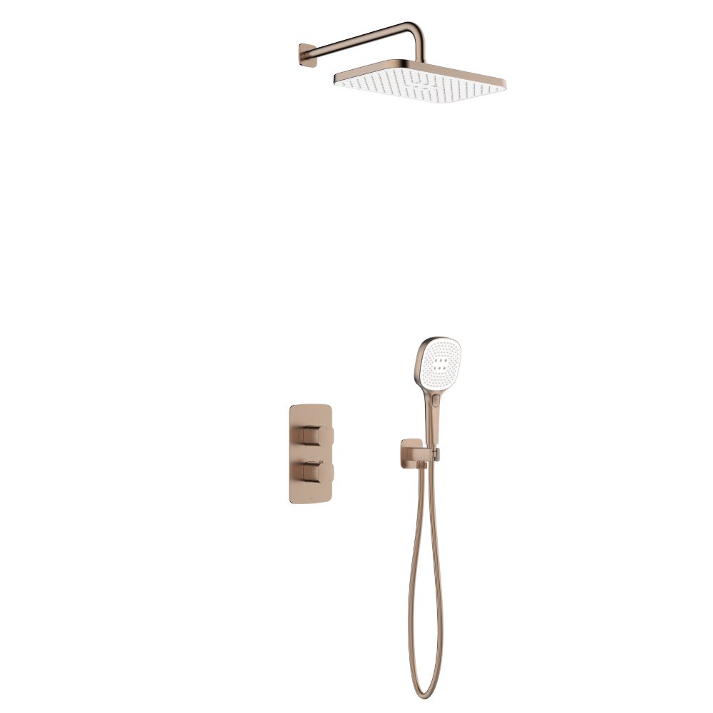 KFA Armatura Malaga sprchová súprava podomietková s termostatom s dažďovou sprchou medená brúsené 5759-501-34