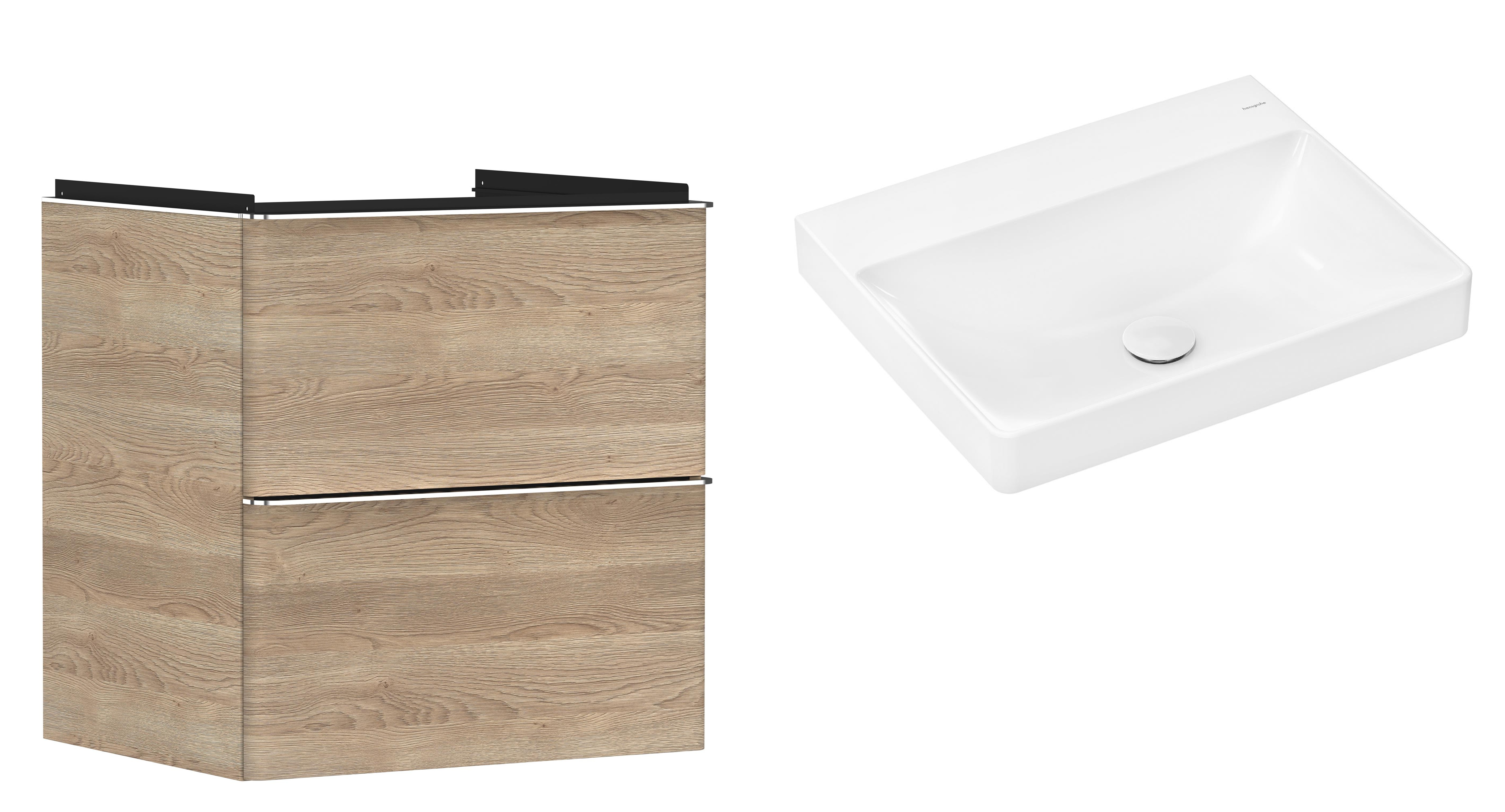 Súprava skrinka Hansgrohe Xelu Q 54025000, umývadlo Hansgrohe Xelu Q 61017450