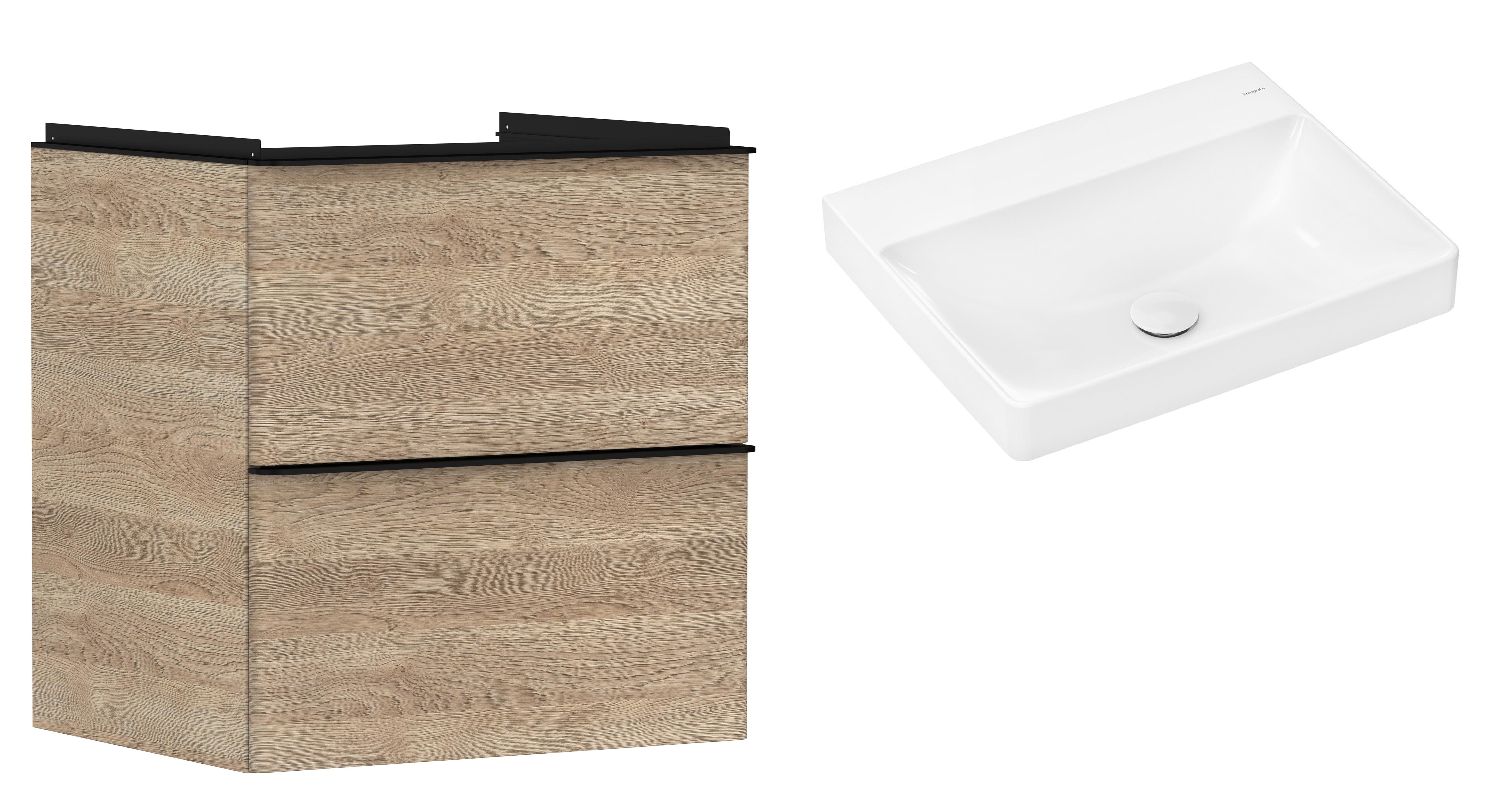 Súprava skrinka Hansgrohe Xelu Q 54025670, umývadlo Hansgrohe Xelu Q 61017450