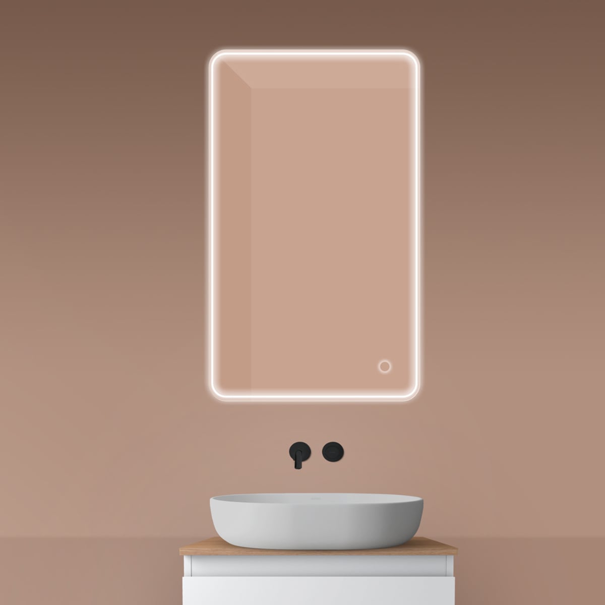 Oltens Nordlis zrkadlo 60x100 cm odĺžnikový s osvetlením s vyhrievacou podložkou 64117000