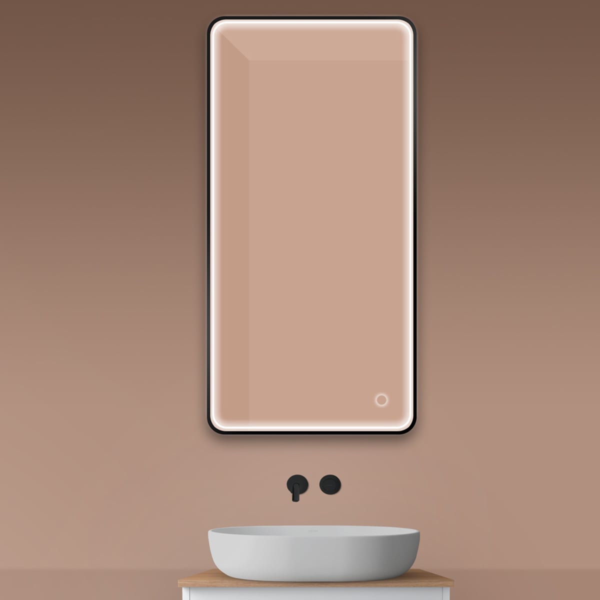 Oltens Nordlis zrkadlo 60x120 cm odĺžnikový s osvetlením s vyhrievacou podložkou čierna 64118300