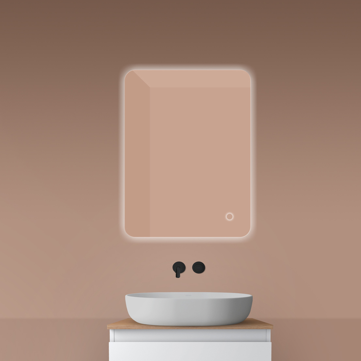 Oltens Nordlis zrkadlo 60x80 cm odĺžnikový s osvetlením s vyhrievacou podložkou 64119000