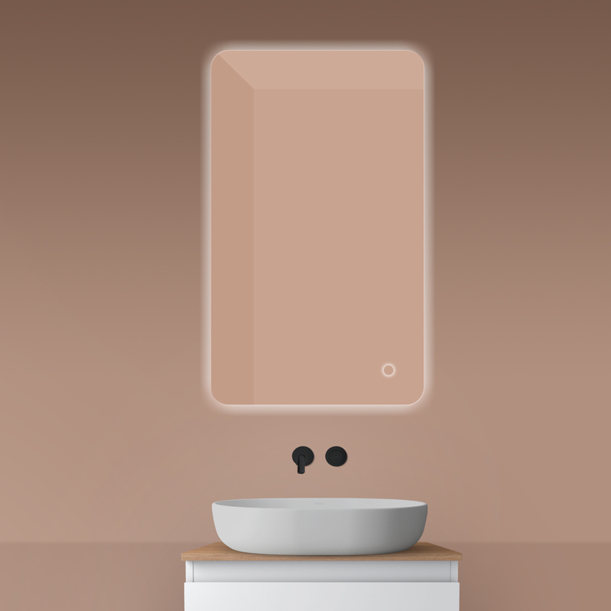 Oltens Nordlis zrkadlo 60x100 cm odĺžnikový s osvetlením s vyhrievacou podložkou 64120000