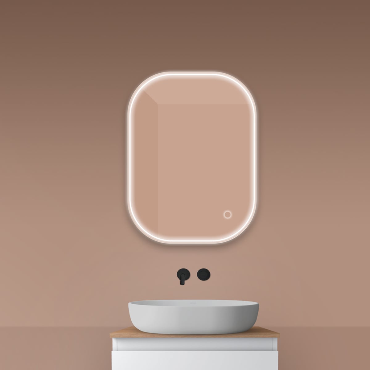 Oltens Nordlis zrkadlo 60x80 cm odĺžnikový s osvetlením s vyhrievacou podložkou 64123000