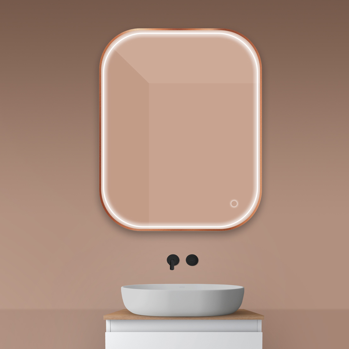 Oltens Nordlis zrkadlo 80x100 cm odĺžnikový s osvetlením s vyhrievacou podložkou 64124610