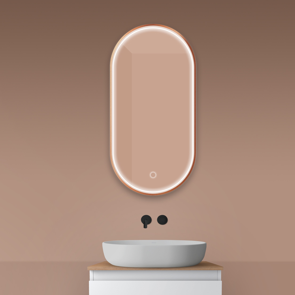 Oltens Nordlis zrkadlo 50x100 cm oválne s osvetlením s vyhrievacou podložkou 64128610